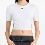 T-shirt crop con cut-out in bianco Courrèges - donna 