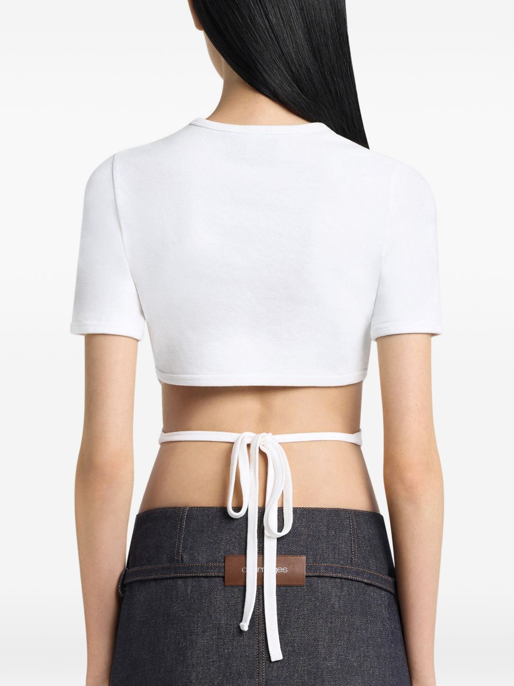 T-shirt crop con cut-out in bianco Courrèges - donna 