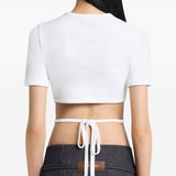 T-shirt crop con cut-out in bianco Courrèges - donna 