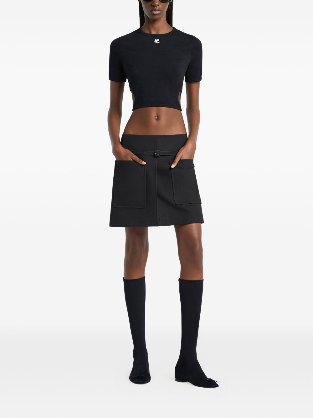 T-shirt con cut-out in nero Courrèges - donna 
