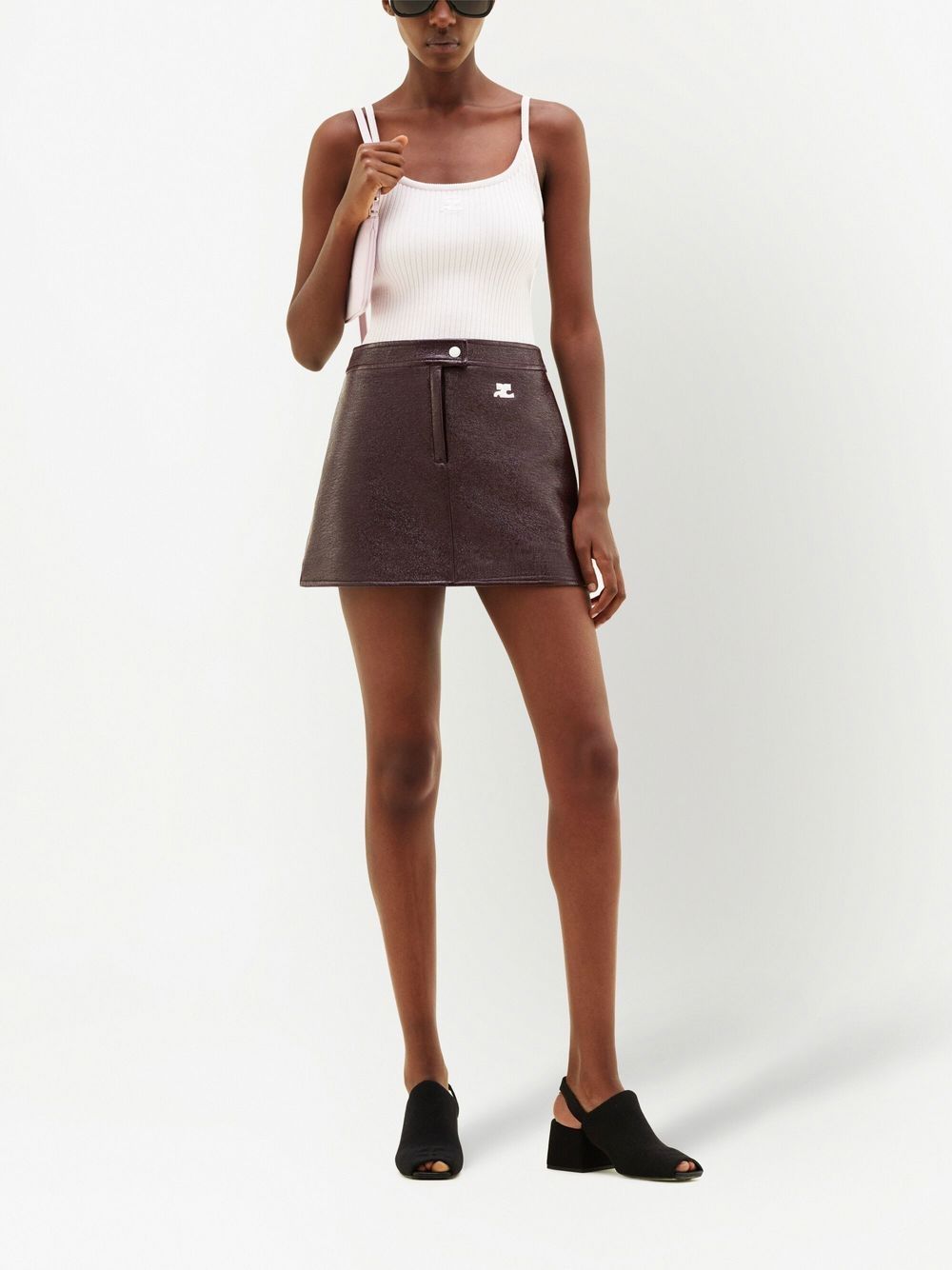 Gonna mini con logo in marrone Courrèges - donna 