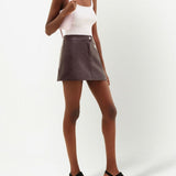 Gonna mini con logo in marrone Courrèges - donna 