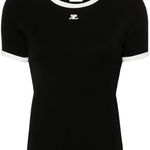 T-shirt con applicazione in nero Courrèges - donna 