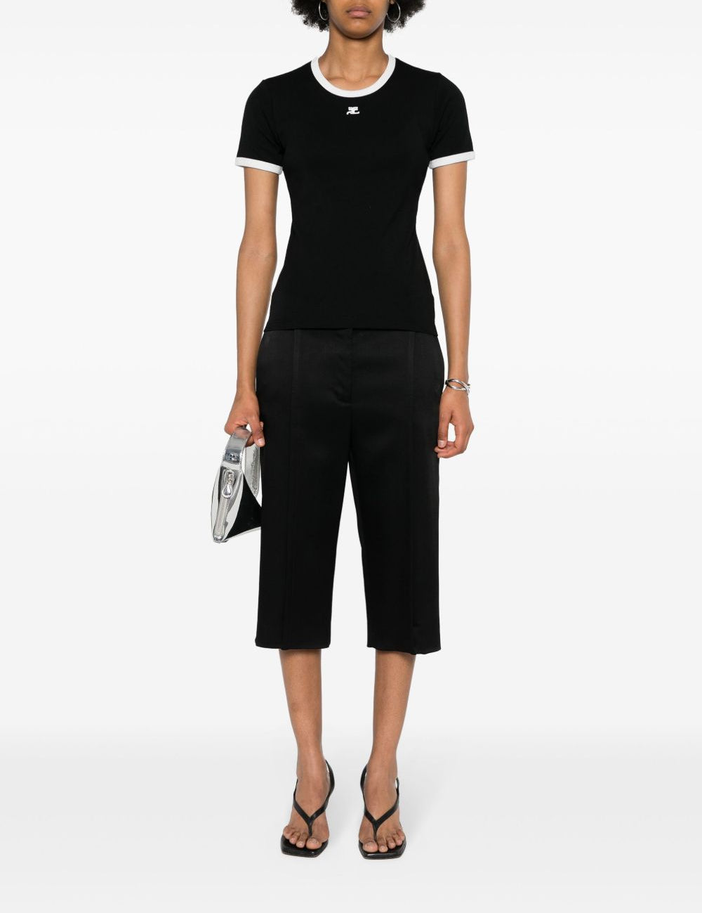 T-shirt con applicazione in nero Courrèges - donna 
