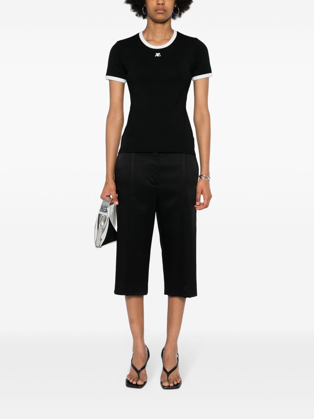 T-shirt con applicazione in nero Courrèges - donna 