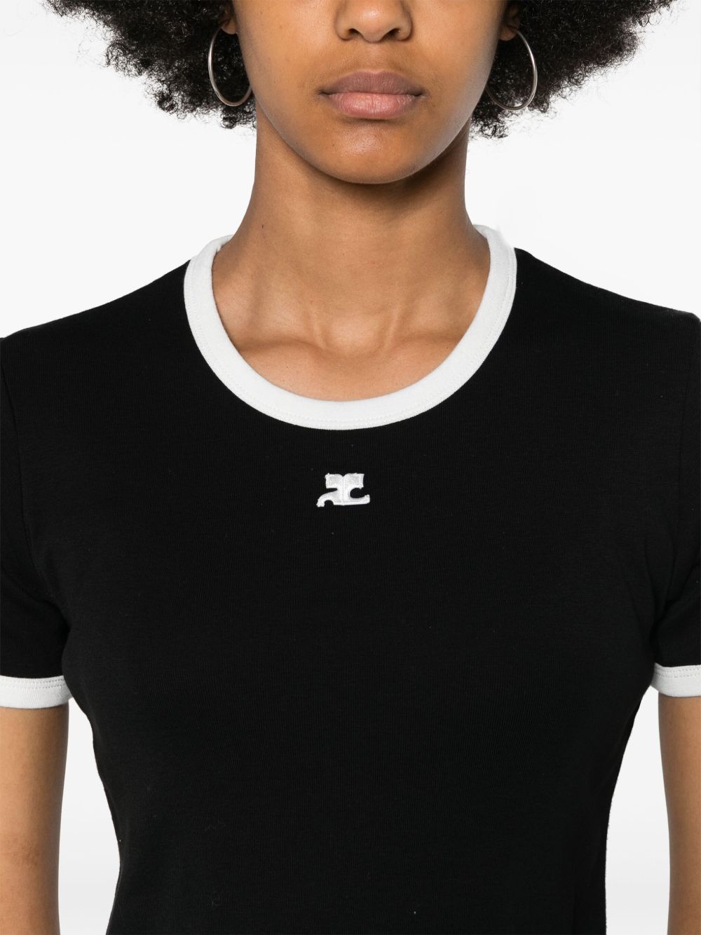 T-shirt con applicazione in nero Courrèges - donna 