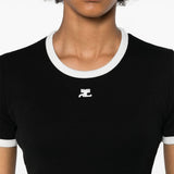 T-shirt con applicazione in nero Courrèges - donna 