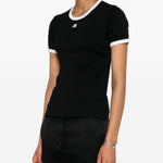 T-shirt con applicazione in nero Courrèges - donna 