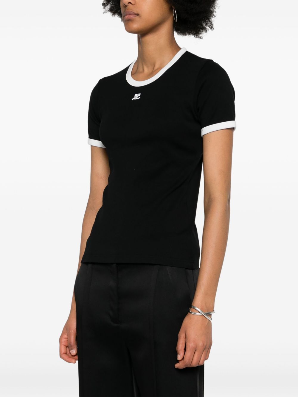T-shirt con applicazione in nero Courrèges - donna 