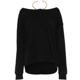 Top con scollo a barca in nero Darkpark - donna 