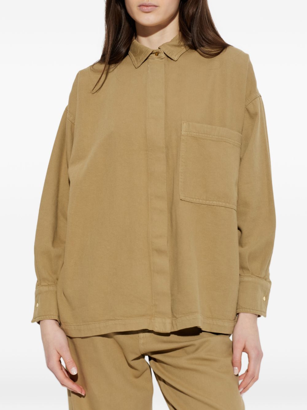 Camicia con tasca a maniche lunghe in beige Darkpark - donna 