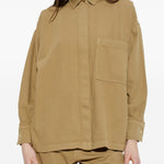 Camicia con tasca a maniche lunghe in beige Darkpark - donna 
