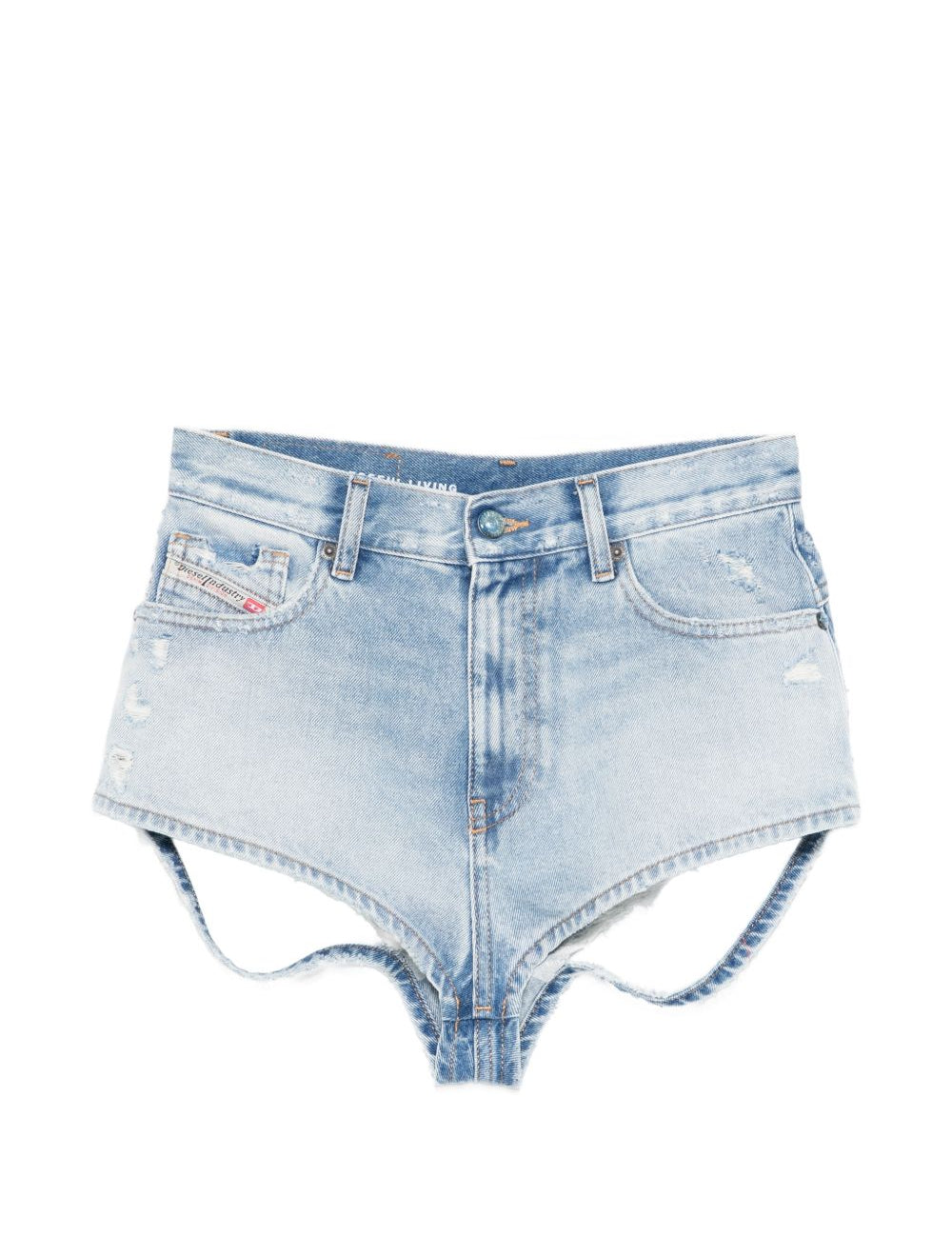 Shorts in denim con cut-out de-lunar in celeste Diesel - donna 