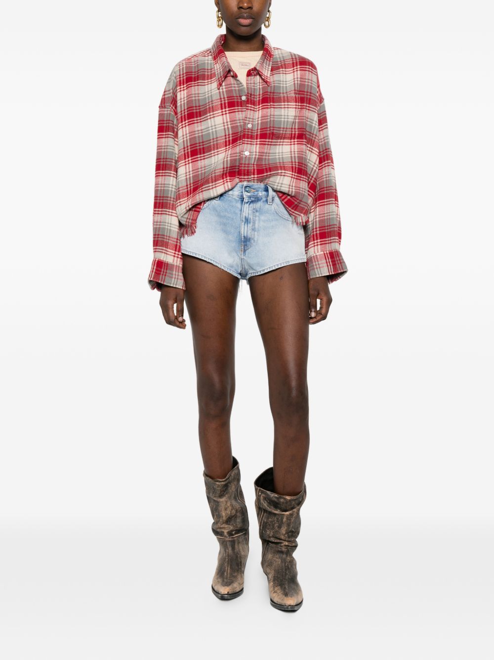 Shorts in denim con cut-out de-lunar in celeste Diesel - donna 