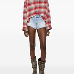 Shorts in denim con cut-out de-lunar in celeste Diesel - donna 