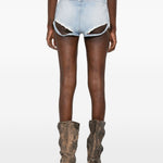 Shorts in denim con cut-out de-lunar in celeste Diesel - donna 