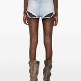 Shorts in denim con cut-out de-lunar in celeste Diesel - donna 