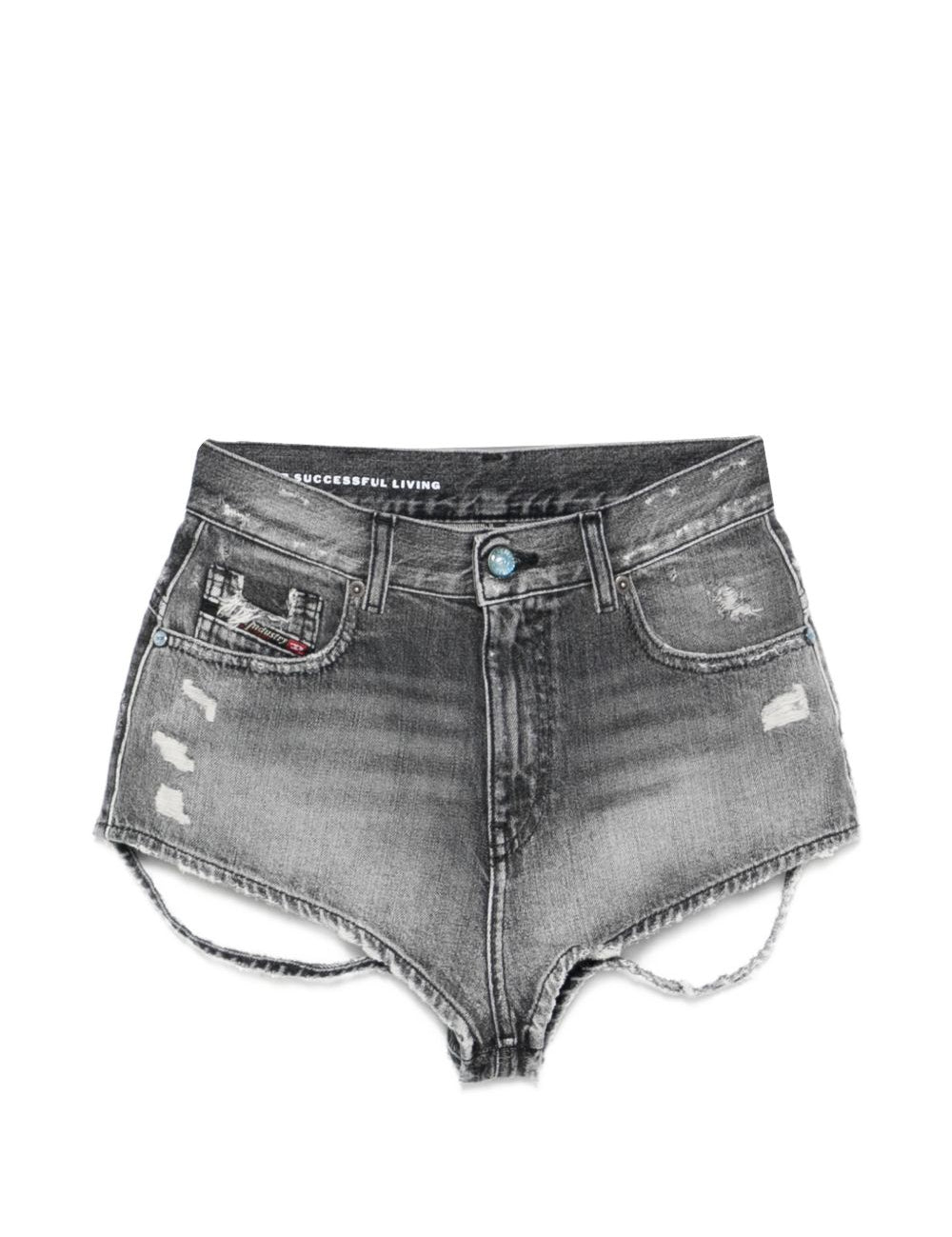 Shorts in denim con cut-out de-lunar in grigio Diesel - donna 