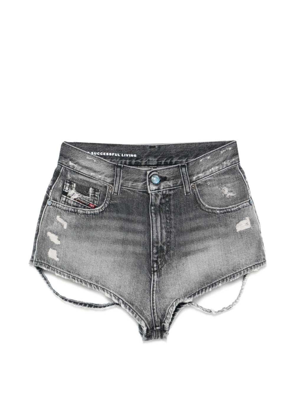Shorts in denim con cut-out de-lunar in grigio Diesel - donna 