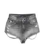 Shorts in denim con cut-out de-lunar in grigio Diesel - donna 