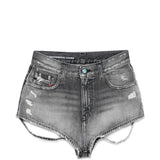Shorts in denim con cut-out de-lunar in grigio Diesel - donna 