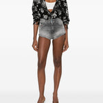 Shorts in denim con cut-out de-lunar in grigio Diesel - donna 