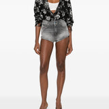 Shorts in denim con cut-out de-lunar in grigio Diesel - donna 