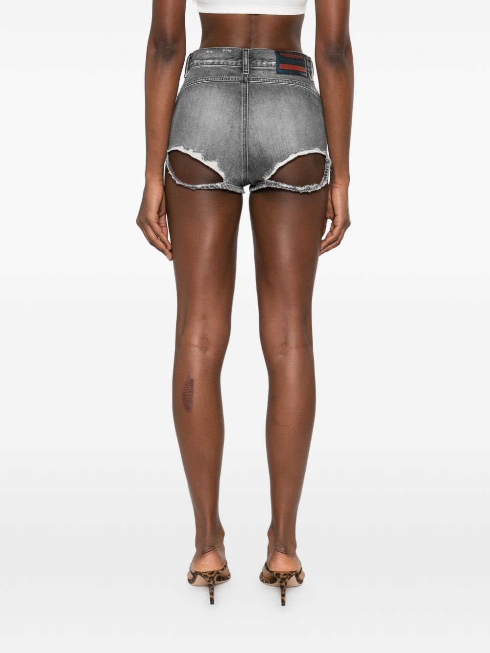 Shorts in denim con cut-out de-lunar in grigio Diesel - donna 