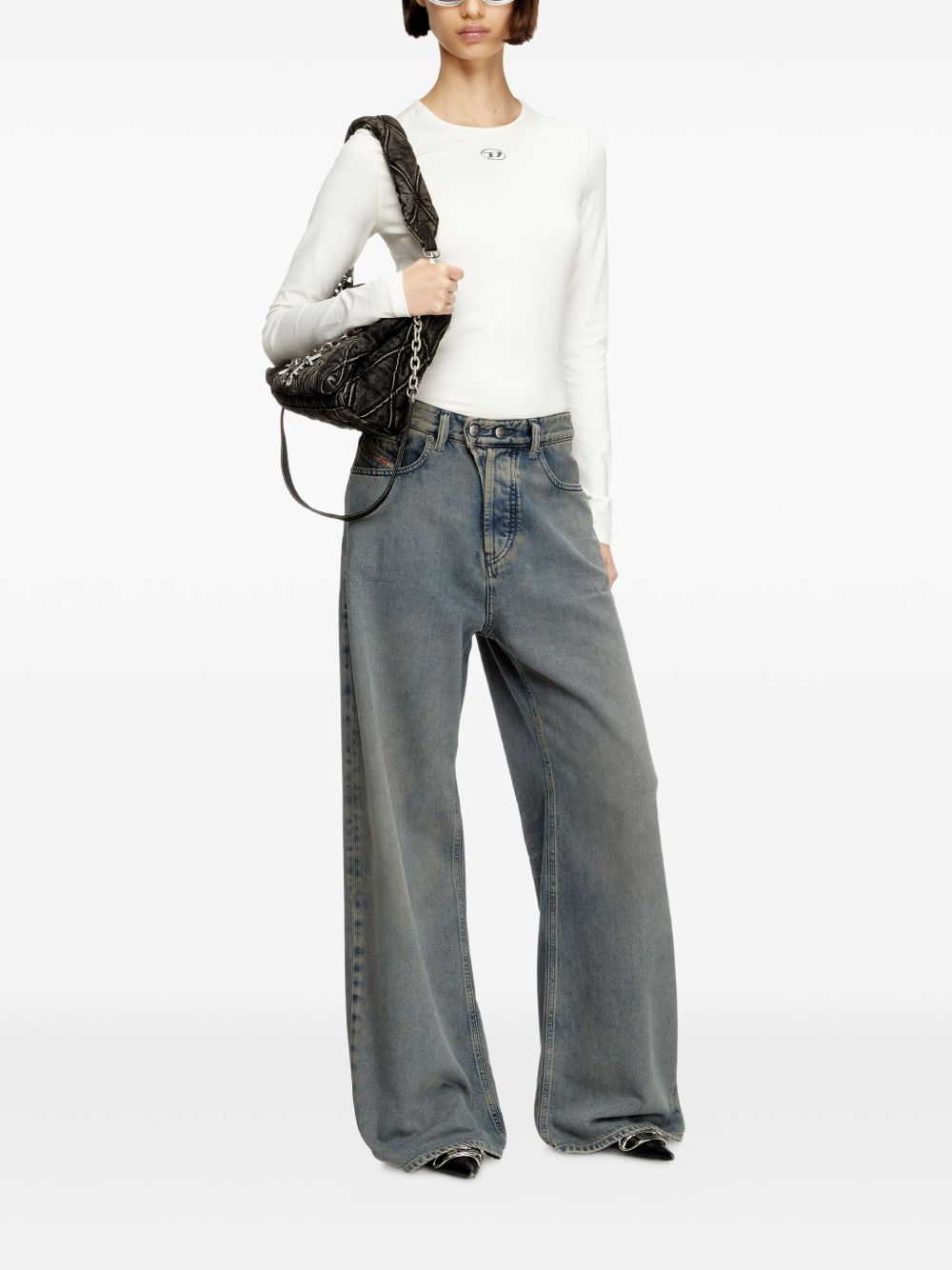 Jeans a vita bassa e gamba larga in blu Diesel - donna 