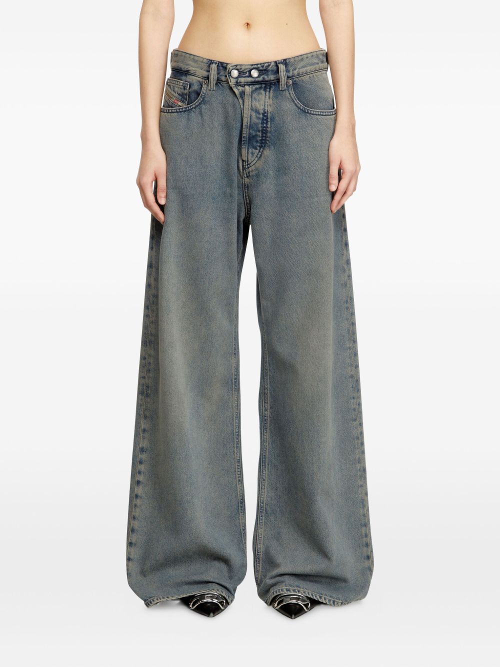 Jeans a vita bassa e gamba larga in blu Diesel - donna 