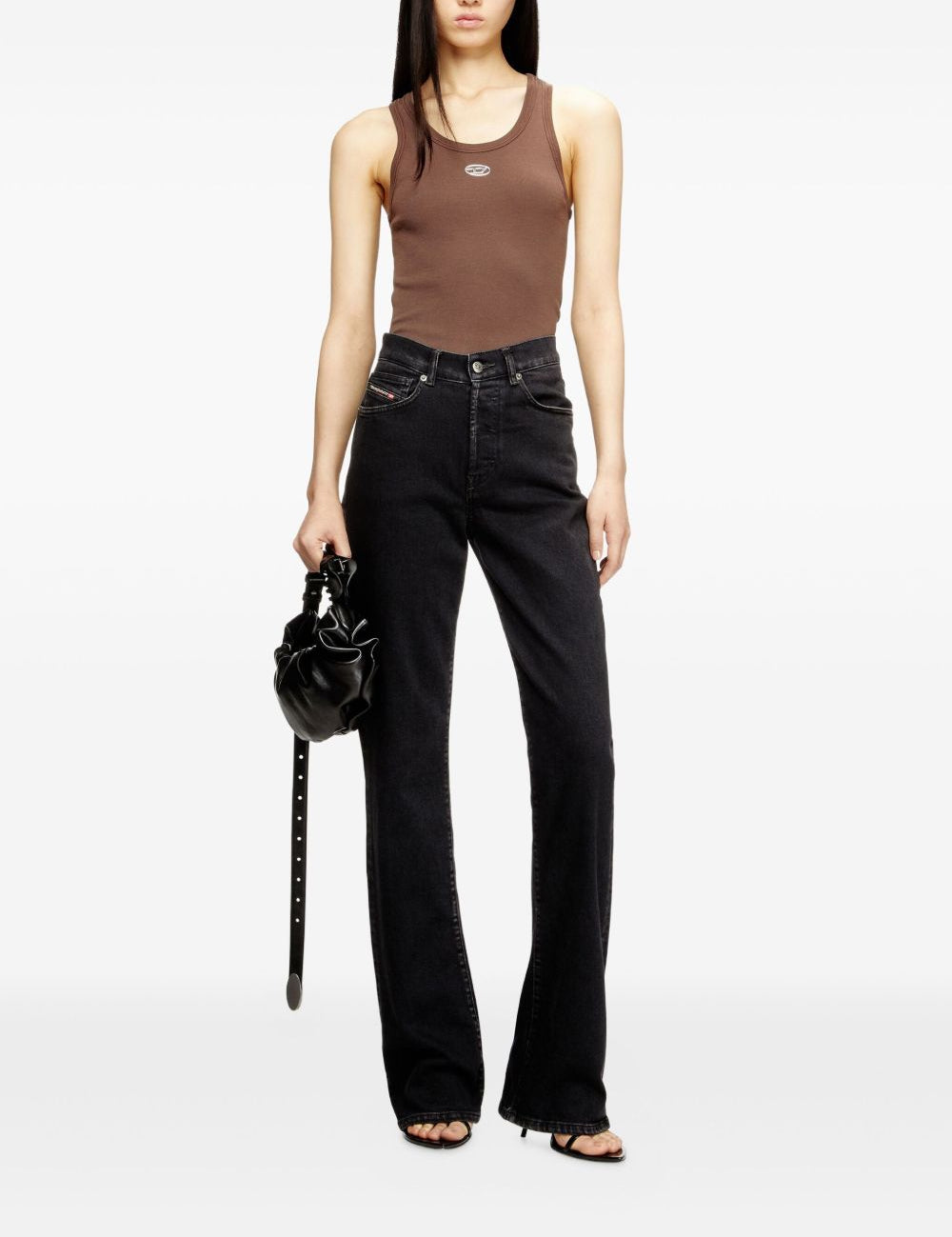 Canotta T-Anki con logo in marrone Diesel - donna 