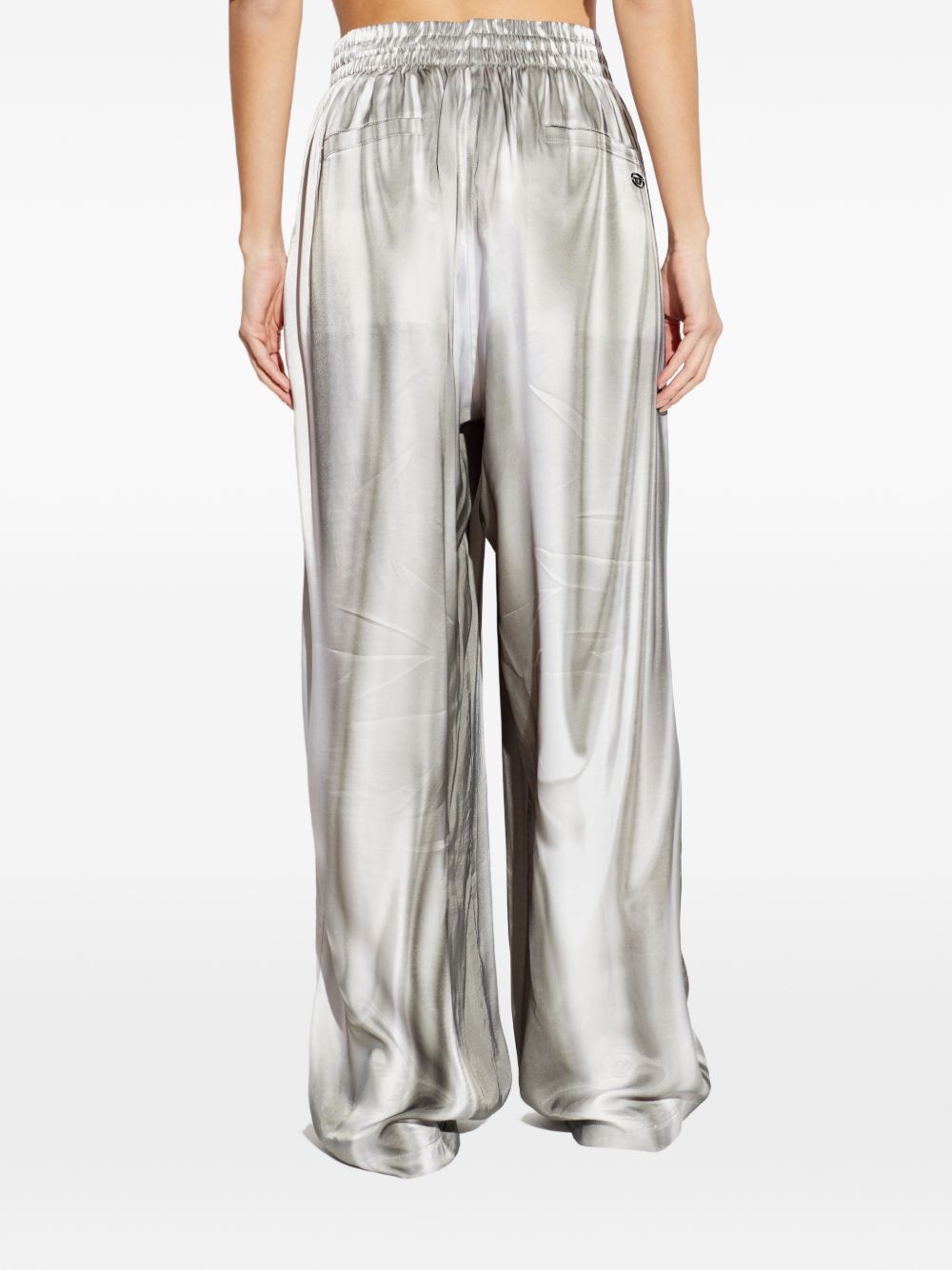 Pantaloni a gamba ampia elasticizzati in argento Diesel - donna 