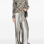 Pantaloni a gamba ampia elasticizzati in argento Diesel - donna 