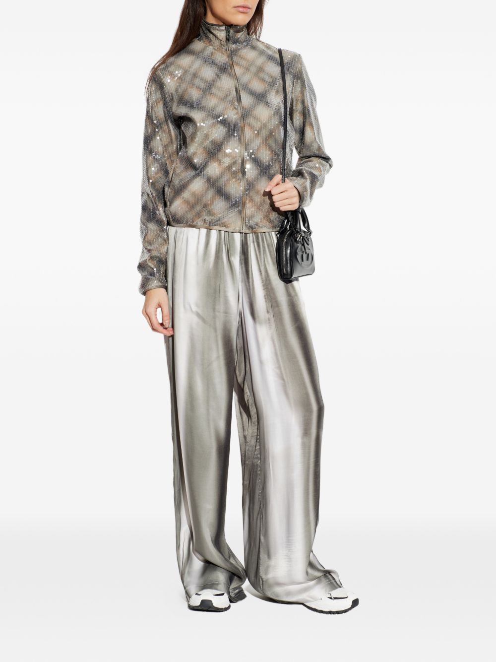 Pantaloni a gamba ampia elasticizzati in argento Diesel - donna 