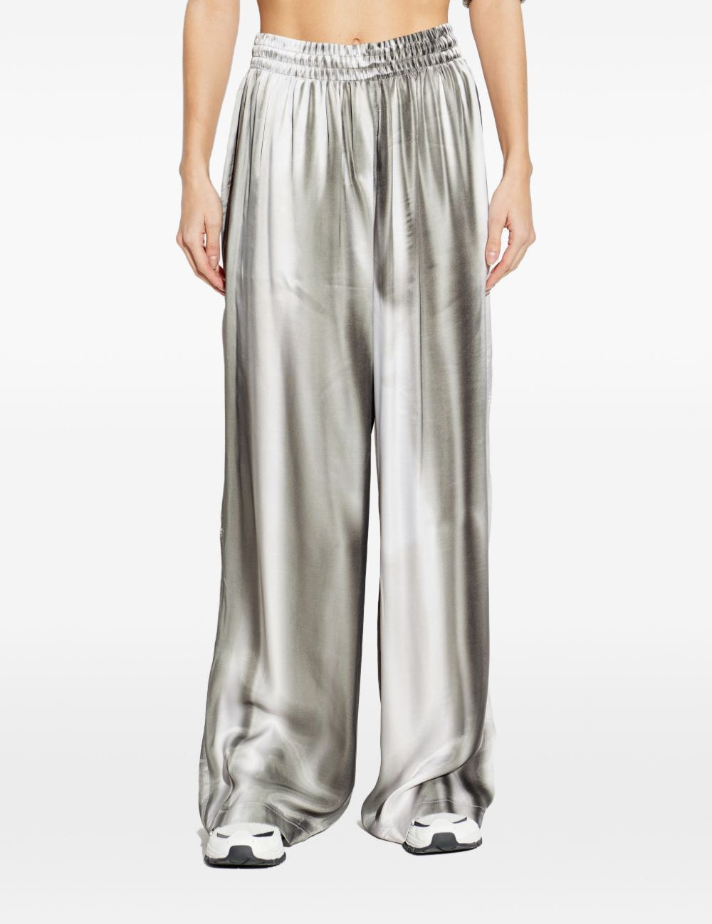 Pantaloni a gamba ampia elasticizzati in argento Diesel - donna 