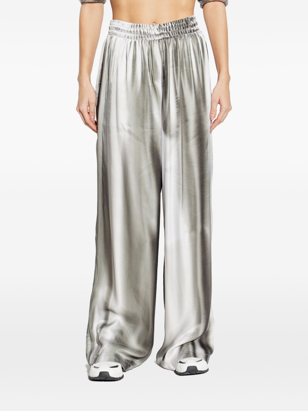 Pantaloni a gamba ampia elasticizzati in argento Diesel - donna 