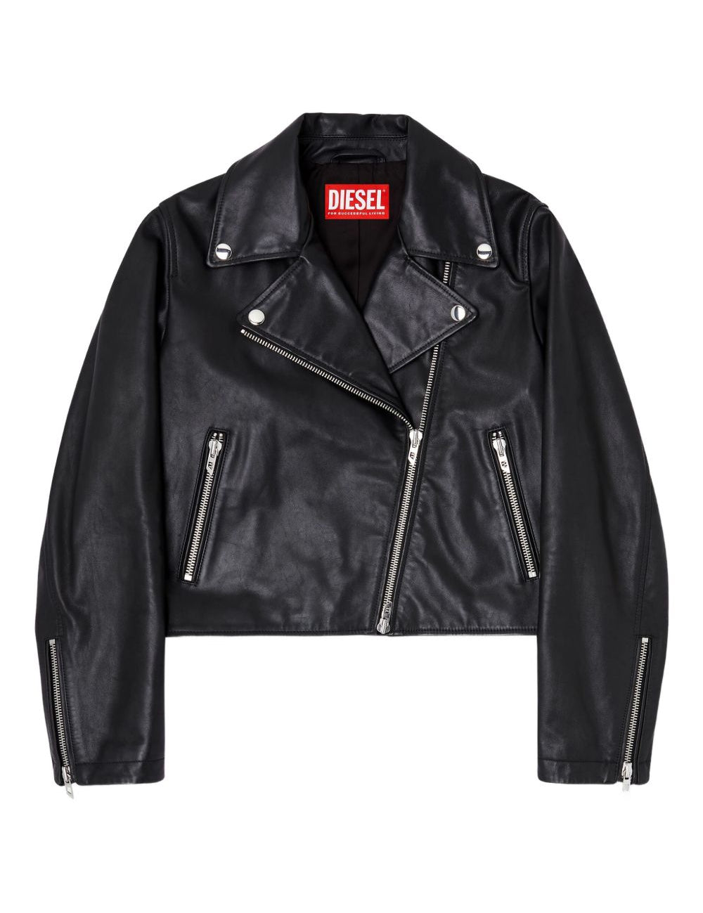 Giacca biker in pelle in nero Diesel - donna 