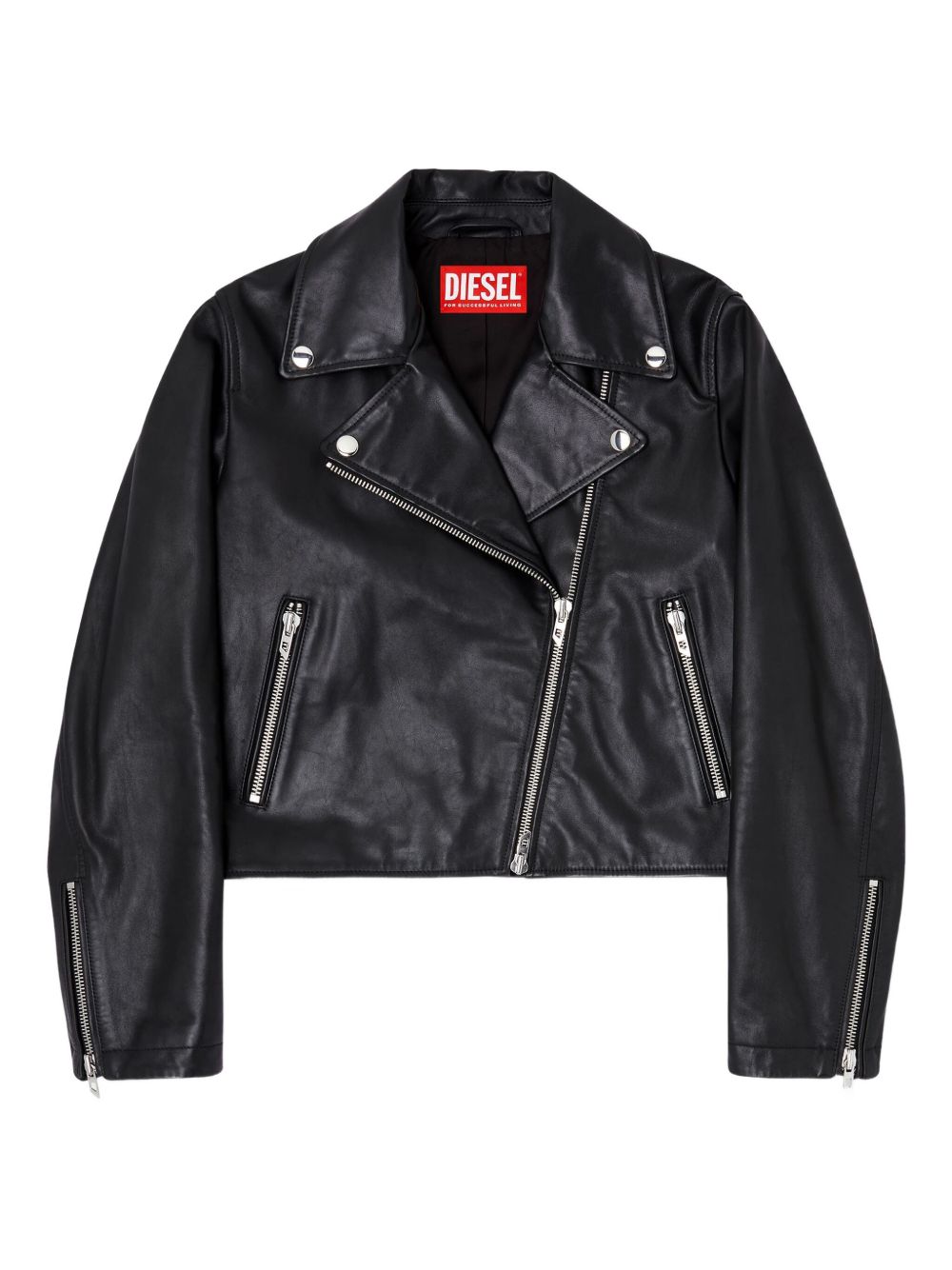 Giacca biker in pelle in nero Diesel - donna 