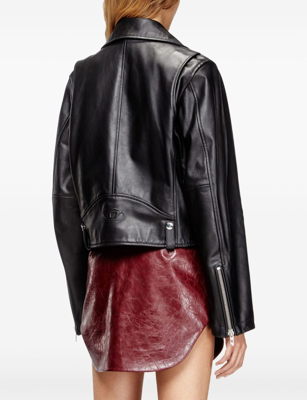 Giacca biker in pelle in nero Diesel - donna 