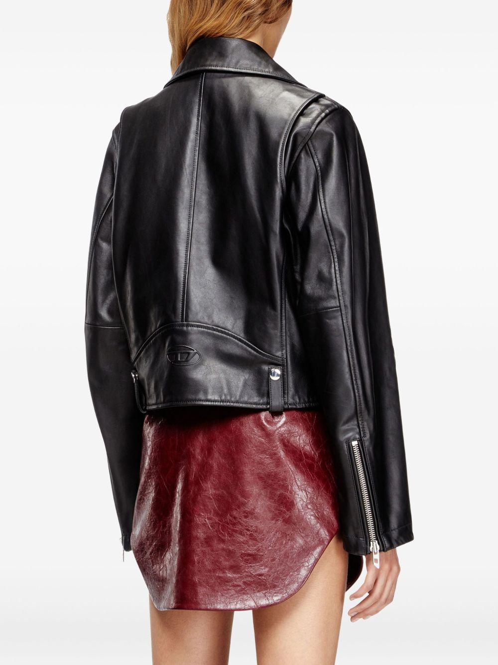 Giacca biker in pelle in nero Diesel - donna 