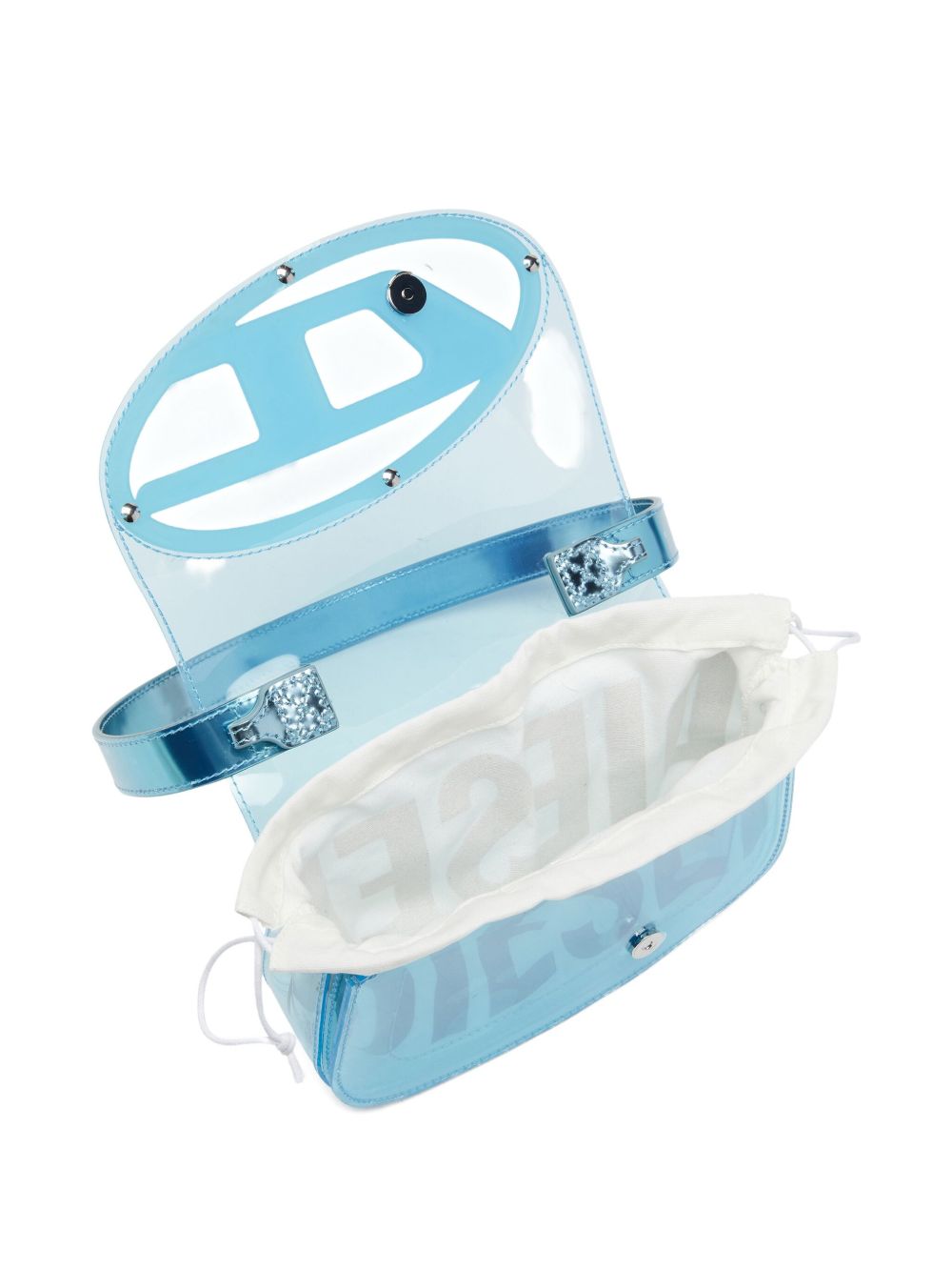 Borsa a spalla 1 dr trasparente in celeste Diesel - donna 