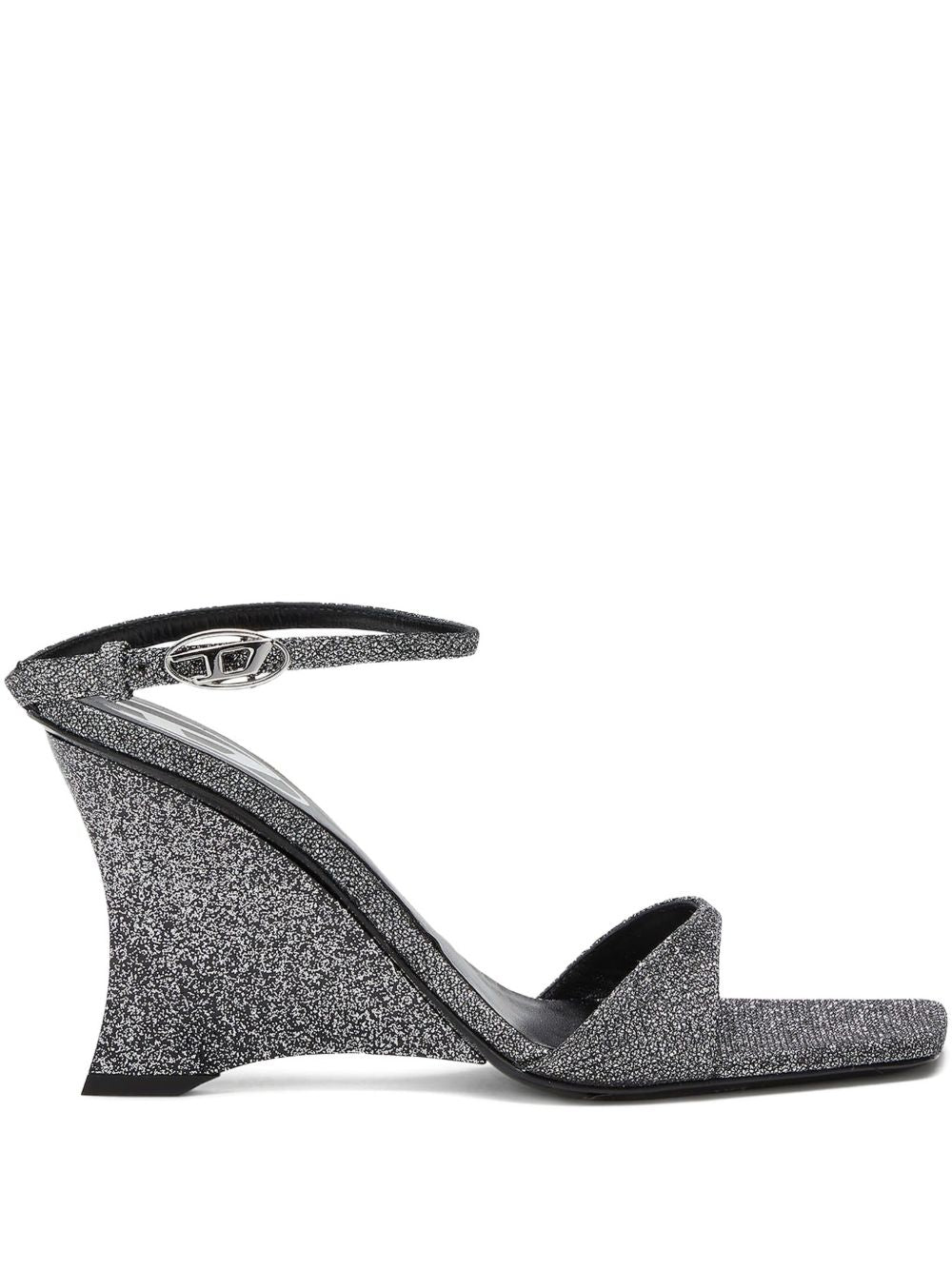 Sandali con zeppa D-Amber in argento Diesel - donna 