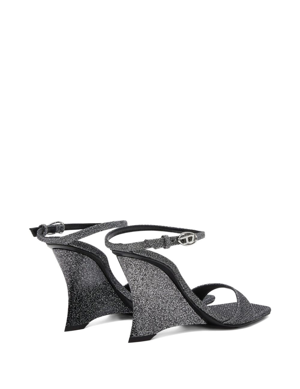 Sandali con zeppa D-Amber in argento Diesel - donna 