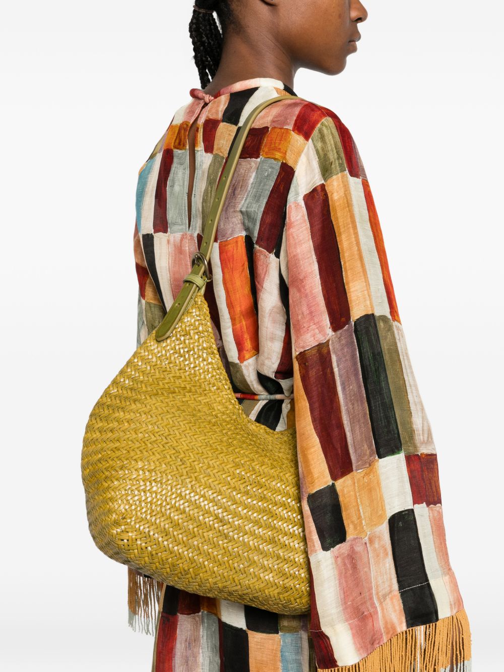 BORSA A SPALLA LUNA MEZZA IN VERDE BAMBOO - DONNA 