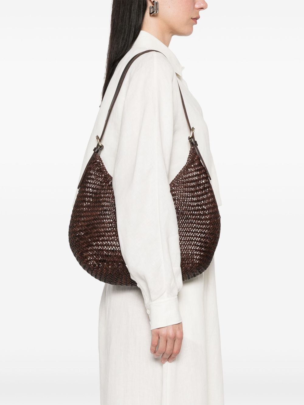 Borsa a spalla Luna Mezza in marrone scuro Dragon Diffusion - donna 