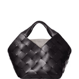 Borsa in pelle intrecciata botteghe in nero Dragon diffusion - donna 