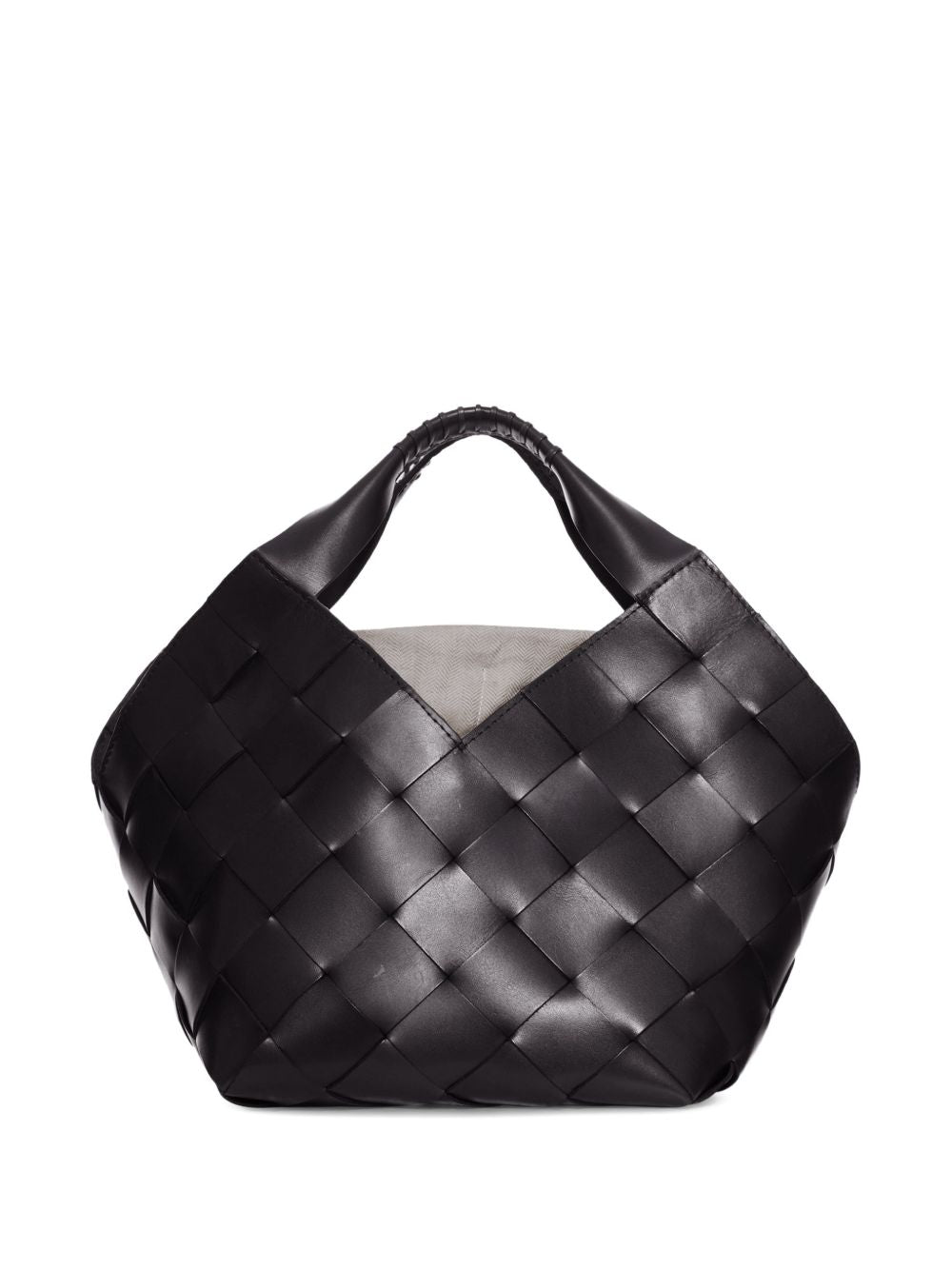 Borsa in pelle intrecciata botteghe in nero Dragon diffusion - donna 