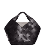 Borsa in pelle intrecciata botteghe in nero Dragon diffusion - donna 