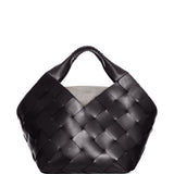 Borsa in pelle intrecciata botteghe in nero Dragon diffusion - donna 