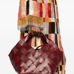 Borsa in pelle intrecciata botteghe in bordeaux Dragon diffusion - donna 